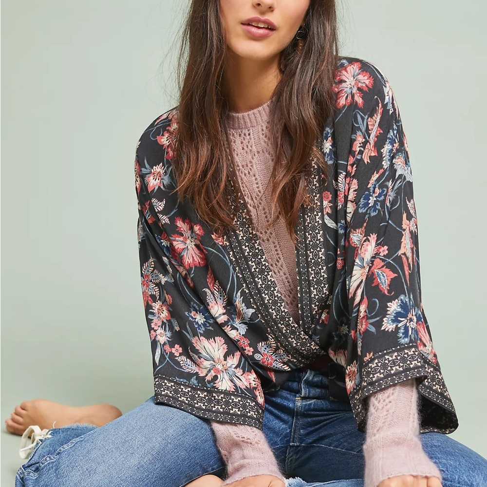 Anthropologie x Kachel Kimono Cardigan,‎ 100% Viscose, Belted, Boho, CottageCore